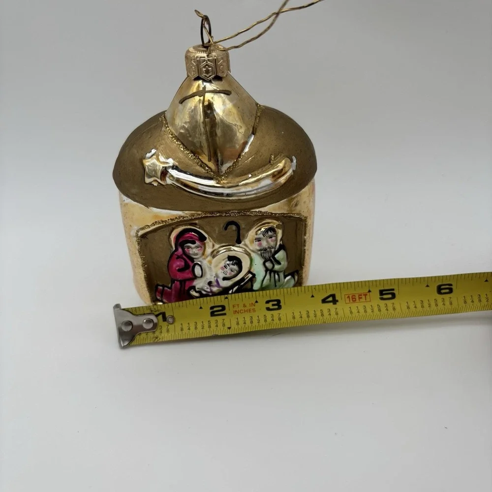 Vintage Blown Glass Nativity Scene Ornament Made in Poland‎ EUC